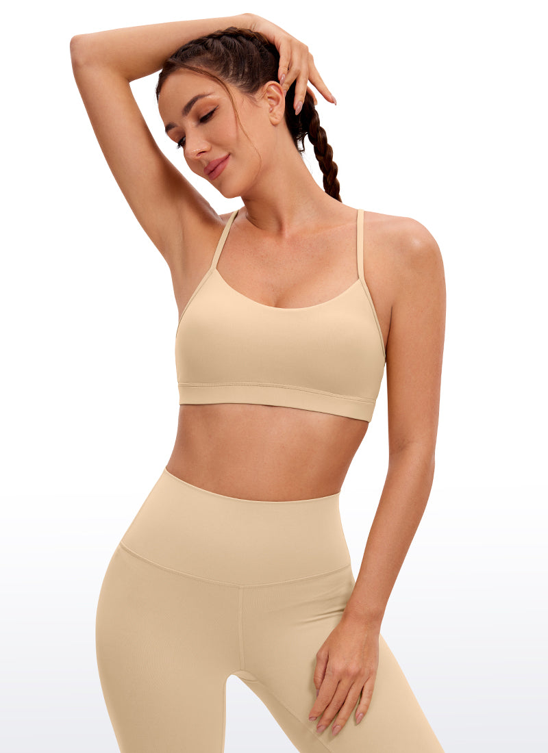 CRZ YOGA महिलाओं के लिए योगा लाइट सपोर्ट Butterluxe स्पोर्ट्स ब्रा वाई बैक टैन मिल्कशेक
