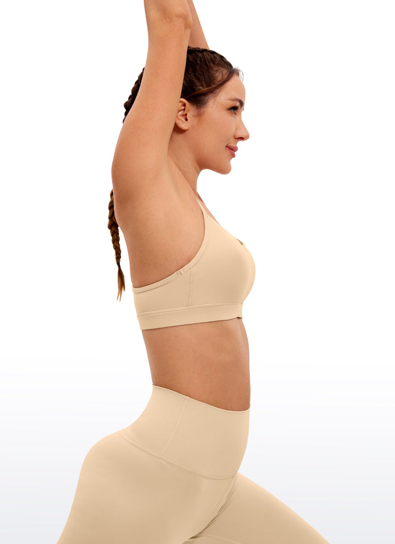 CRZ YOGA महिलाओं के लिए योगा लाइट सपोर्ट Butterluxe स्पोर्ट्स ब्रा वाई बैक टैन मिल्कशेक