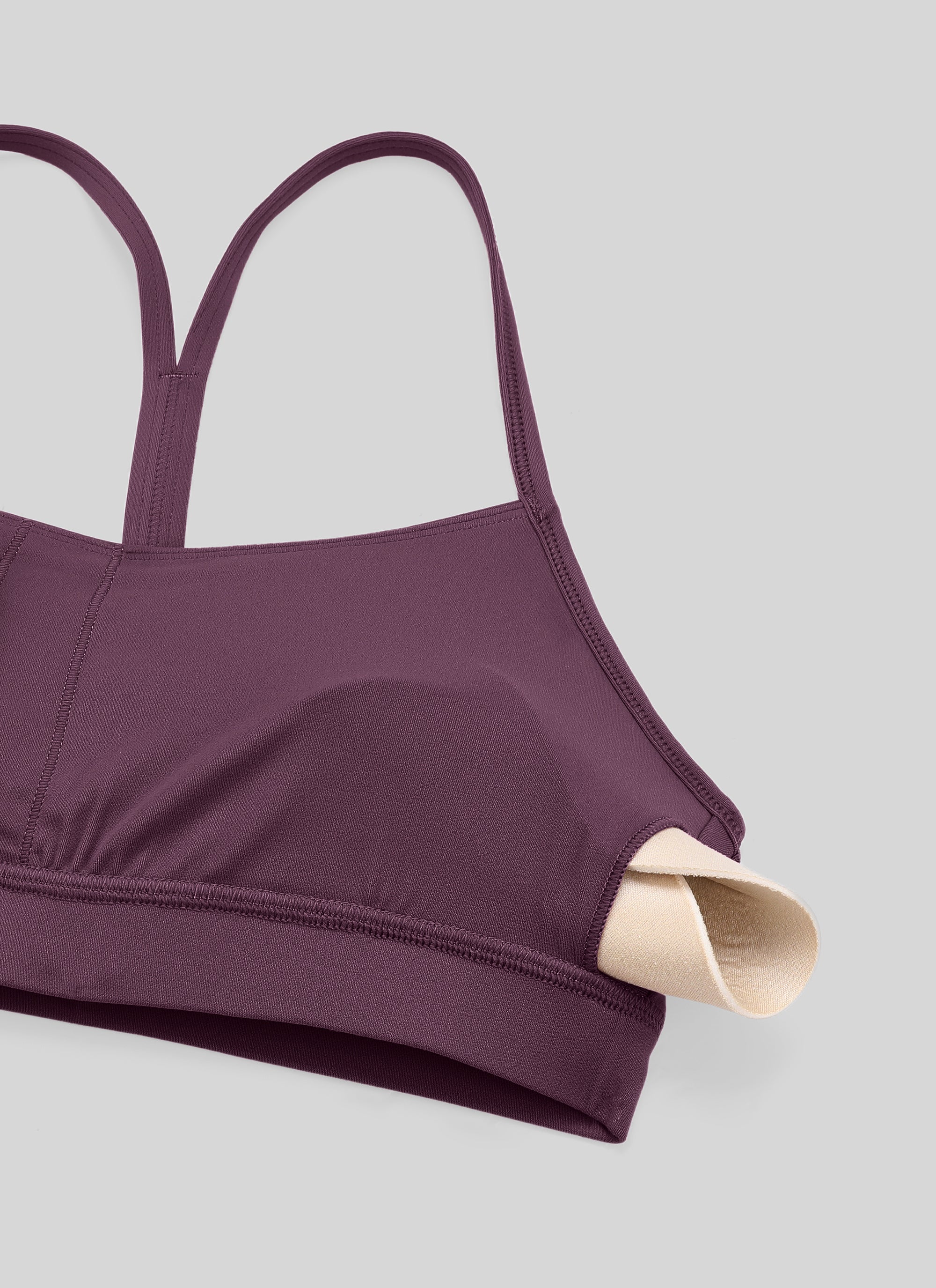 CRZ YOGA महिलाओं की योग लाइट सपोर्ट Butterluxe स्पोर्ट्स ब्रा वाई बैक ग्रेप थिस्ल पर्पल