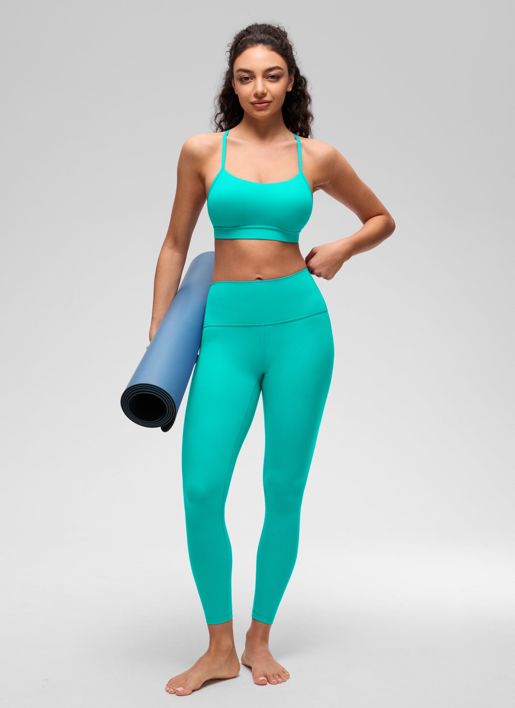 CRZ YOGA महिलाओं के लिए योगा लाइट सपोर्ट Butterluxe स्पोर्ट्स ब्रा, वाई-बैक, ट्रॉपिक्स टील