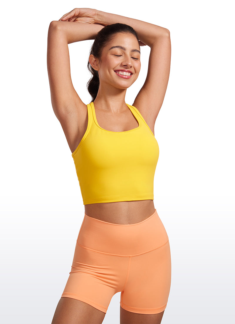 CRZ YOGA महिलाओं के लिए कम सपोर्ट वाला योगा पैड Butterluxe स्कूप नेक ब्रा, वाई-बैक, हाई विजिबिलिटी येलो