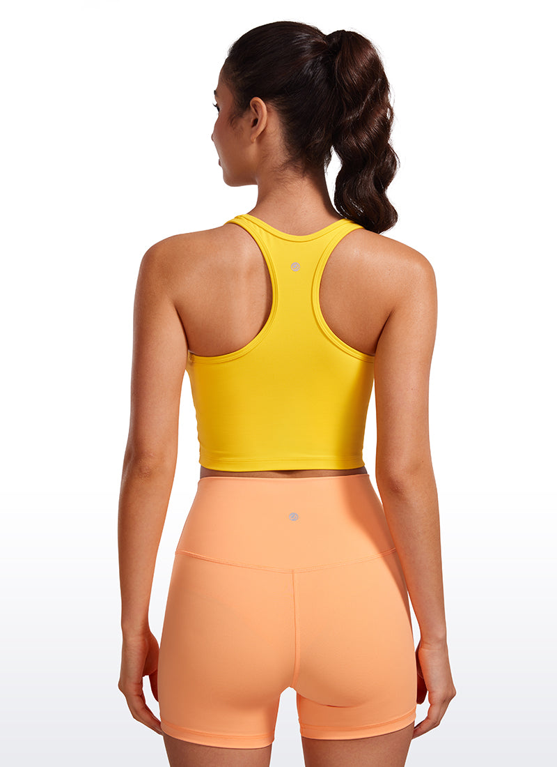 CRZ YOGA महिलाओं के लिए कम सपोर्ट वाला योगा पैड Butterluxe स्कूप नेक ब्रा, वाई-बैक, हाई विजिबिलिटी येलो