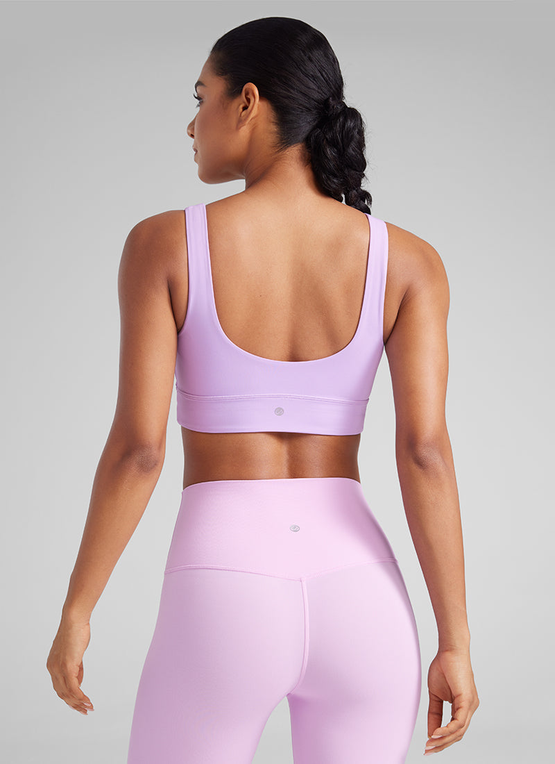 CRZ YOGA महिलाओं के लिए कम सपोर्ट वाला योगा शूज़ Butterluxe स्पोर्ट ब्रा यू बैक लॉन्गलाइन एल्फिन पर्पल