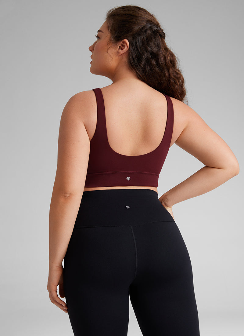 CRZ YOGA महिलाओं के लिए कम सपोर्ट वाला योगा शूज़ Butterluxe स्पोर्ट ब्रा यू बैक लॉन्गलाइन रेड मर्लोट
