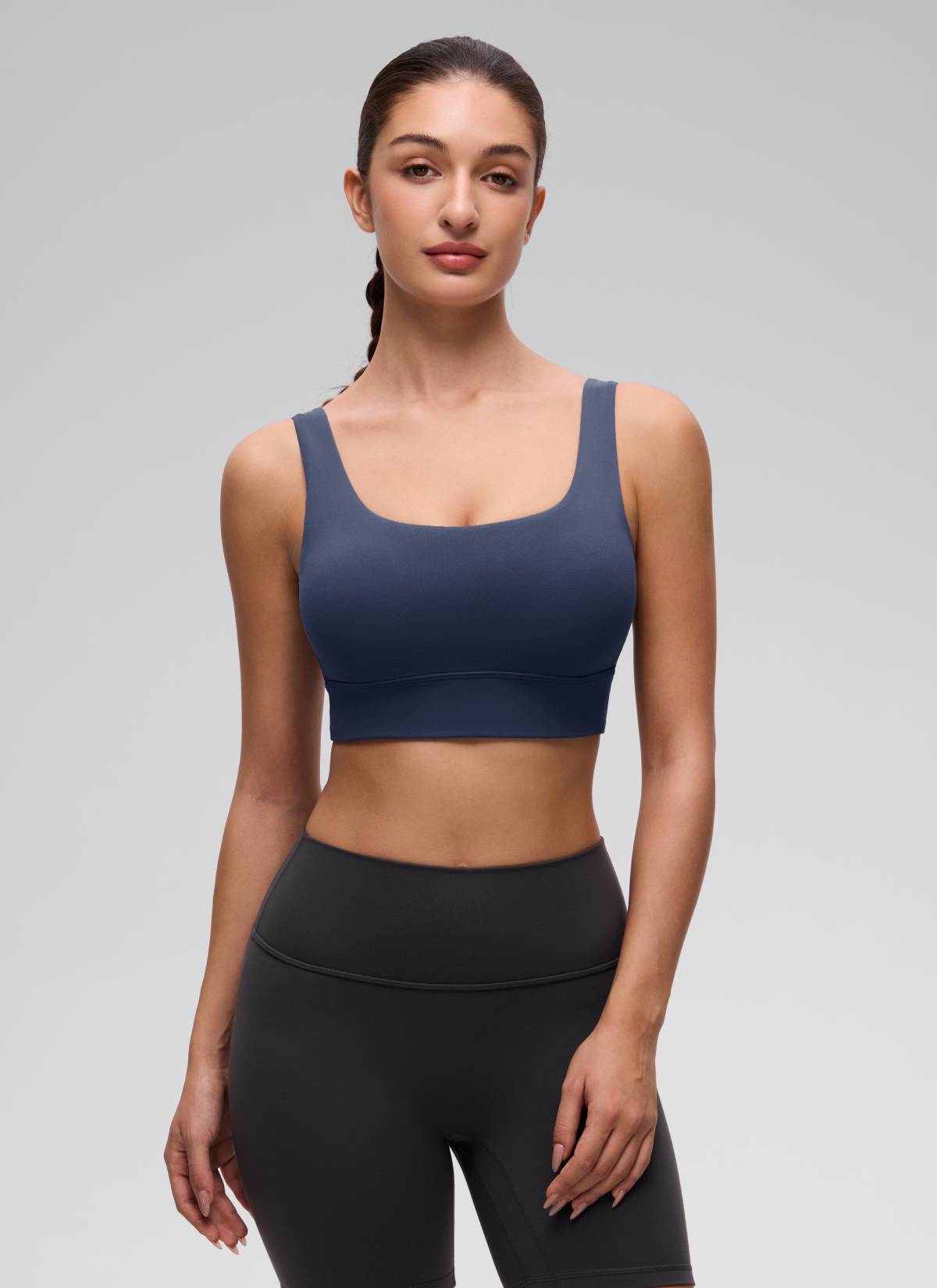 CRZ YOGA महिलाओं के लिए कम सपोर्ट वाला योगा शूज़ Butterluxe स्पोर्ट ब्रा यू बैक लॉन्गलाइन क्लब ब्लू