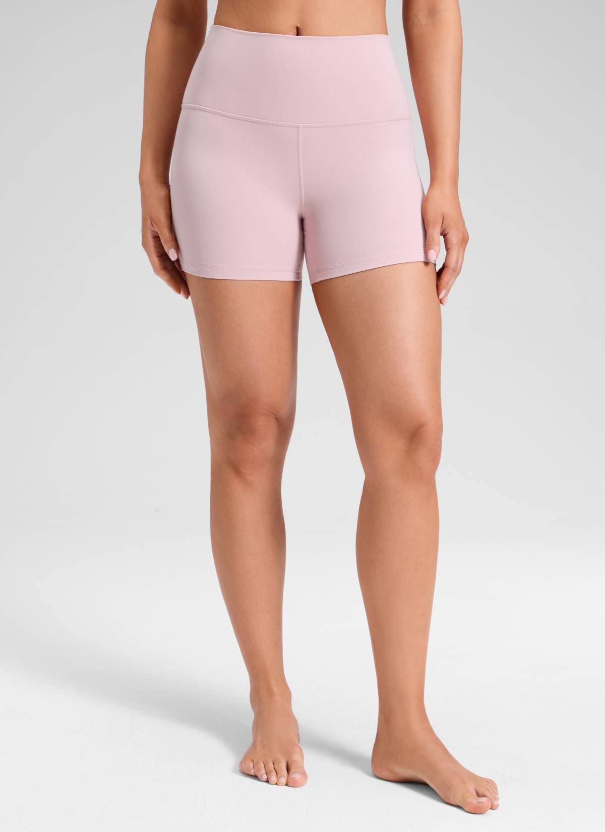CRZ YOGA महिलाओं के लिए योगा हाई राइज़ बाइकर शॉर्ट्स Butterluxe शॉर्ट्स 4'' पिंक हेज़