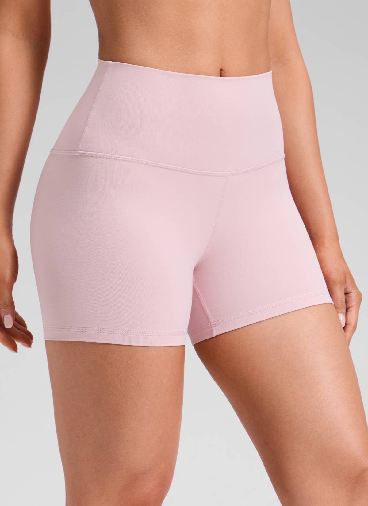 CRZ YOGA महिलाओं के लिए योगा हाई राइज़ बाइकर शॉर्ट्स Butterluxe शॉर्ट्स 4'' पिंक हेज़