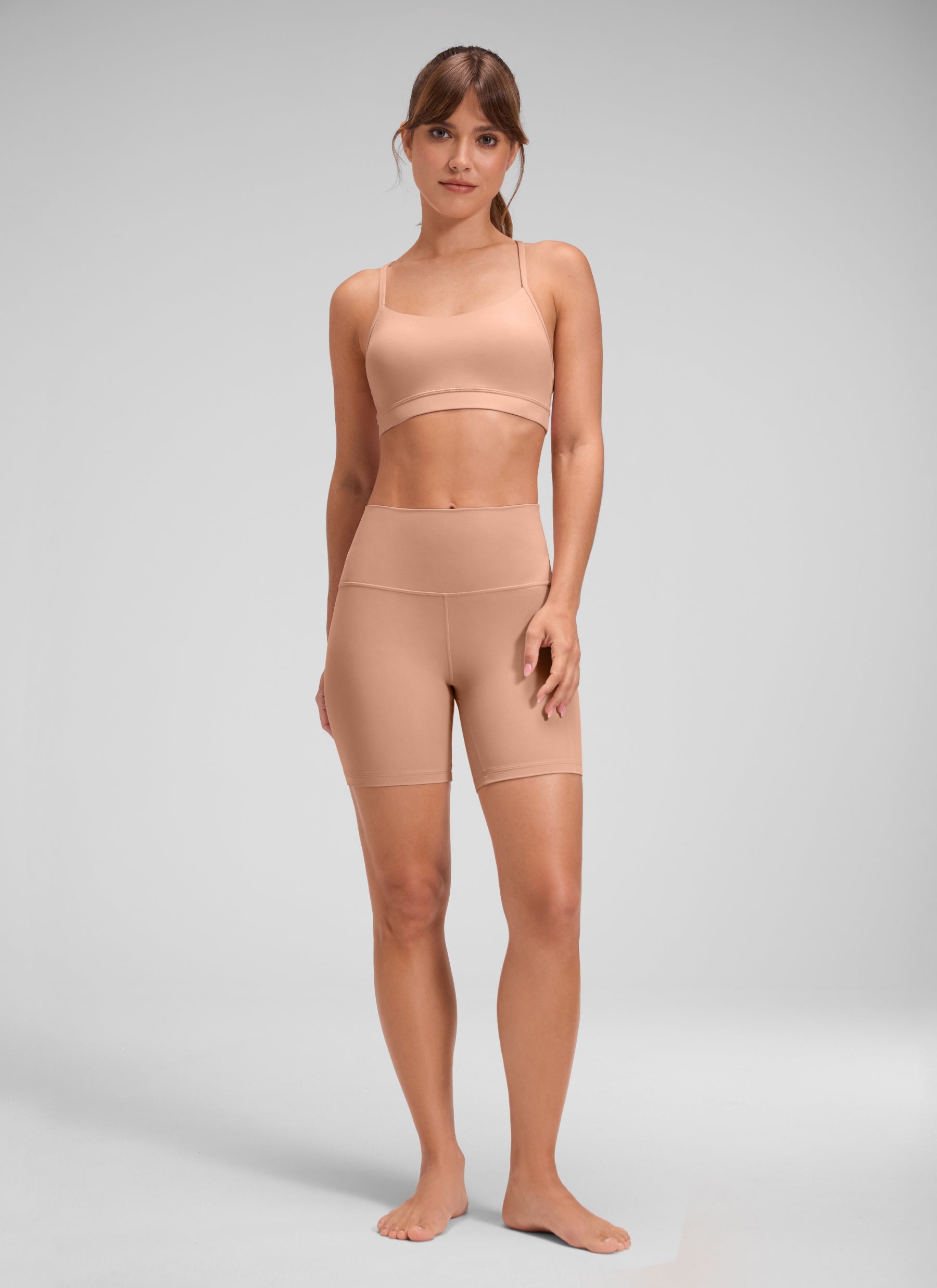 CRZ YOGA महिलाओं के लिए योगा हाई राइज़ बाइकर शॉर्ट्स Butterluxe शॉर्ट्स 6'' मोचा मूस