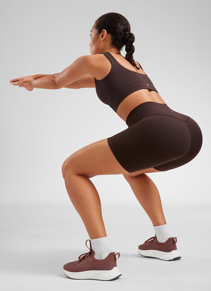 CRZ YOGA महिलाओं के लिए योगा हाई राइज़ बाइकर शॉर्ट्स Butterluxe शॉर्ट्स 6 इंच हॉट फज ब्राउन
