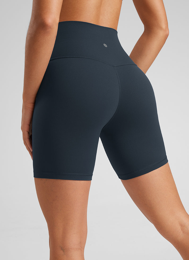 CRZ YOGA महिलाओं के लिए योगा हाई राइज़ बाइकर शॉर्ट्स Butterluxe शॉर्ट्स 6 इंच ट्रू नेवी