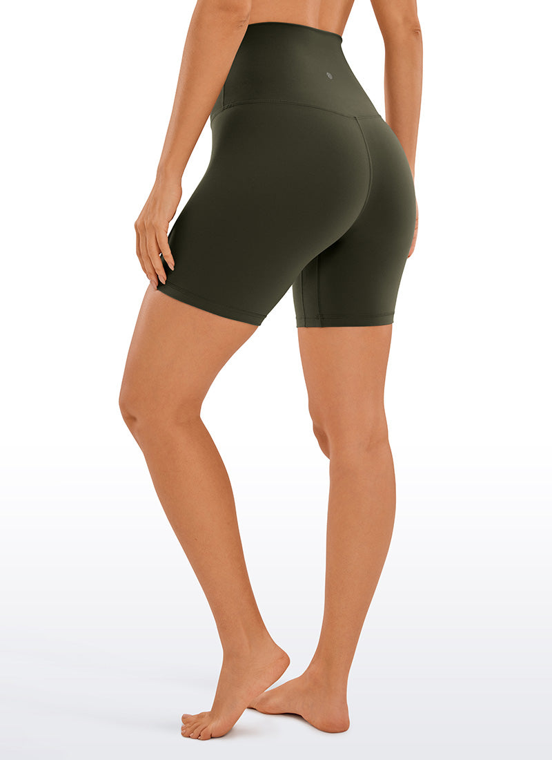 CRZ YOGA Women's Yoga Super High Waist Butterluxe Shorts 6'' Olive Green
