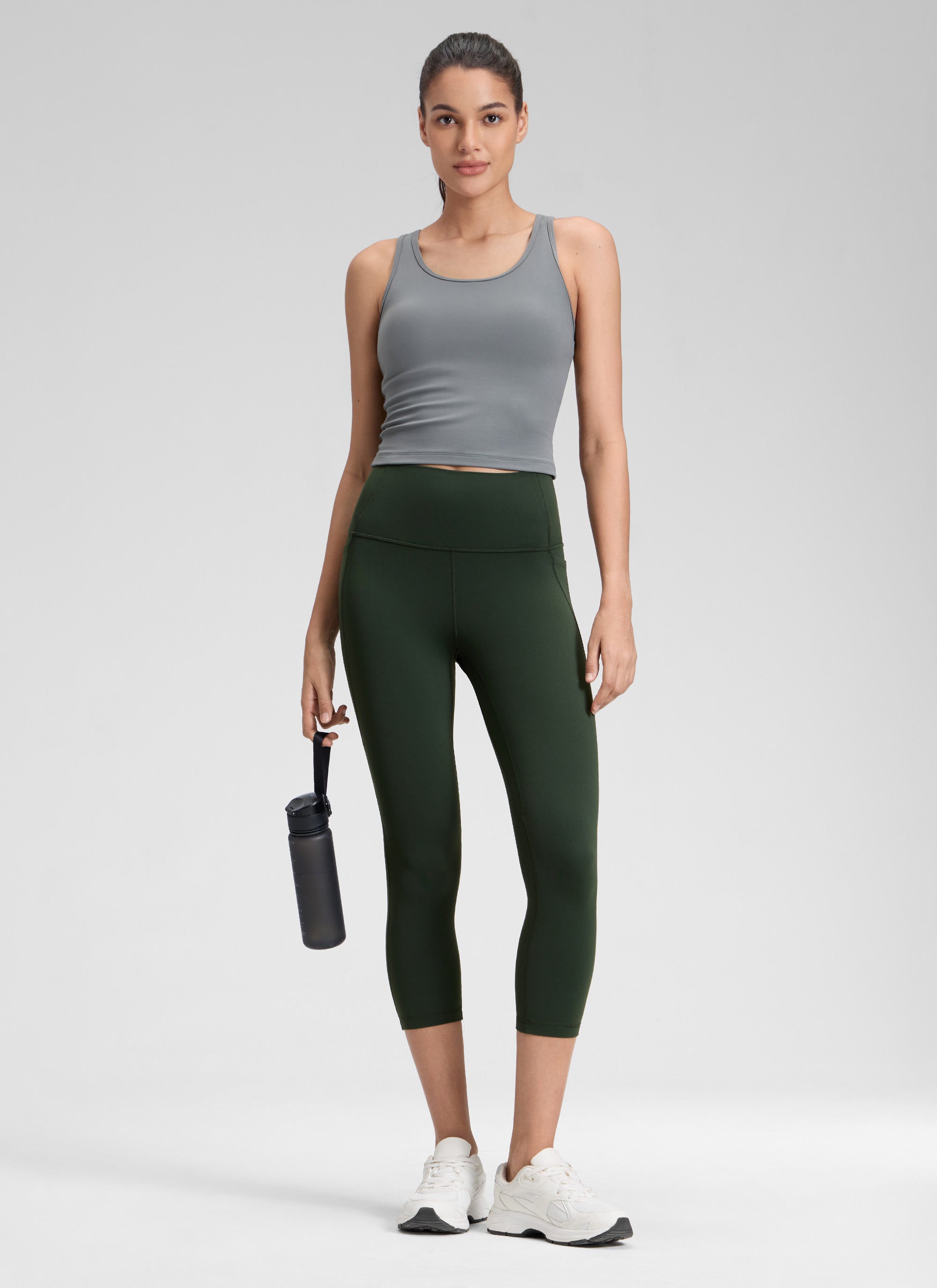 CRZ YOGA Women's Yoga High Rise Butterluxe Capri with Pockets 21'' Legend Green