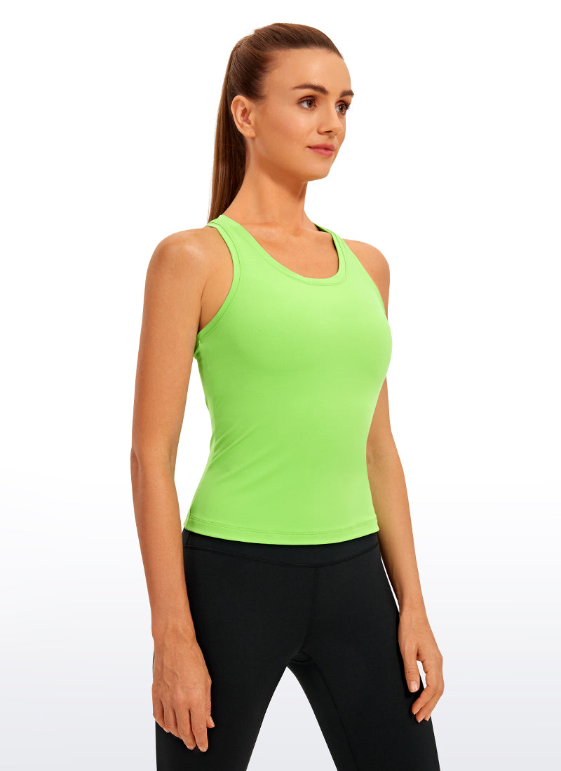CRZ YOGA Women's Yoga Tight Fit Butterluxe Crewneck Tank Top Racerback Green Glow