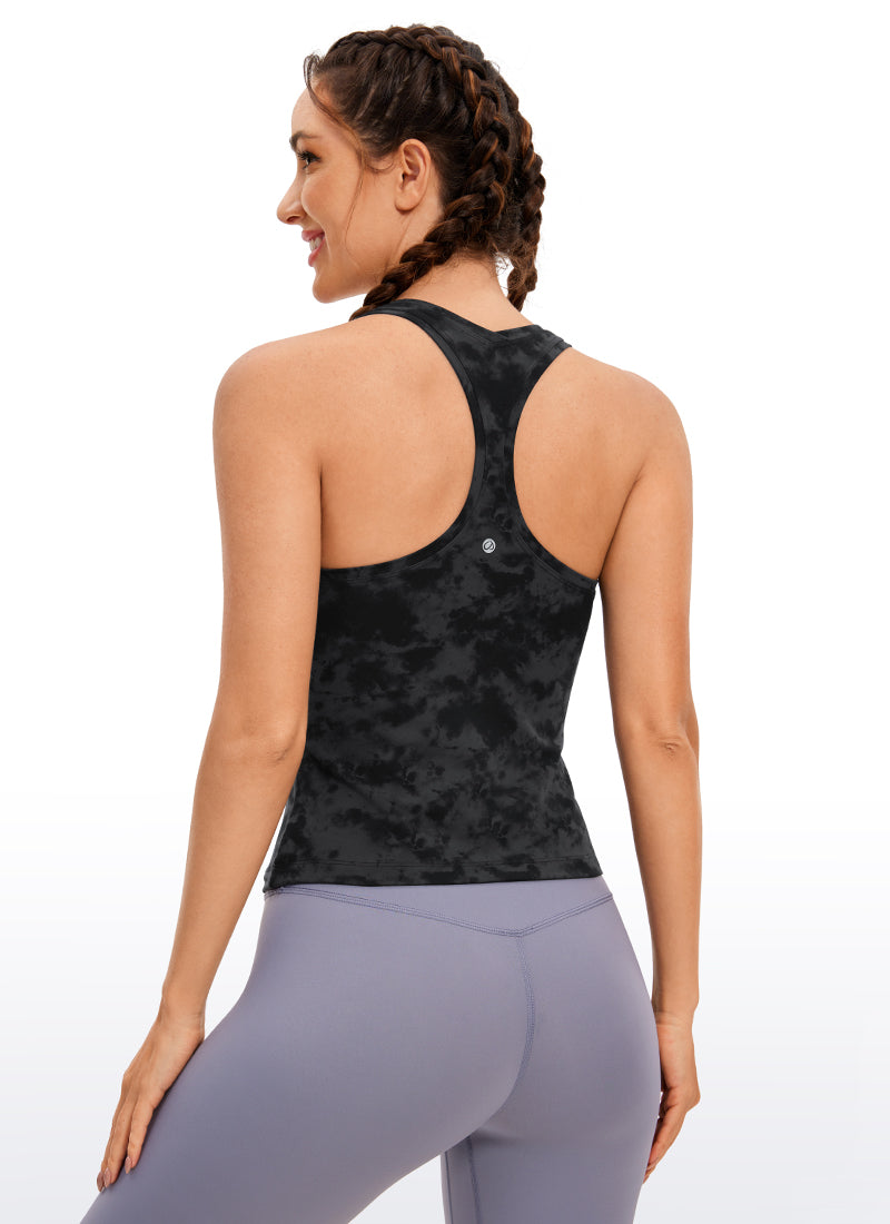 CRZ YOGA Women's Yoga Tight Fit Butterluxe Crewneck Tank Top Racerback Tie Dye Smoke Ink