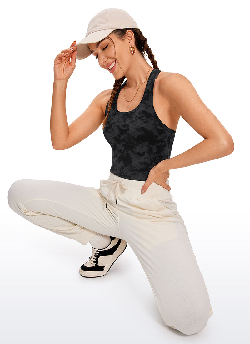 CRZ YOGA Women's Yoga Tight Fit Butterluxe Crewneck Tank Top Racerback Tie Dye Smoke Ink