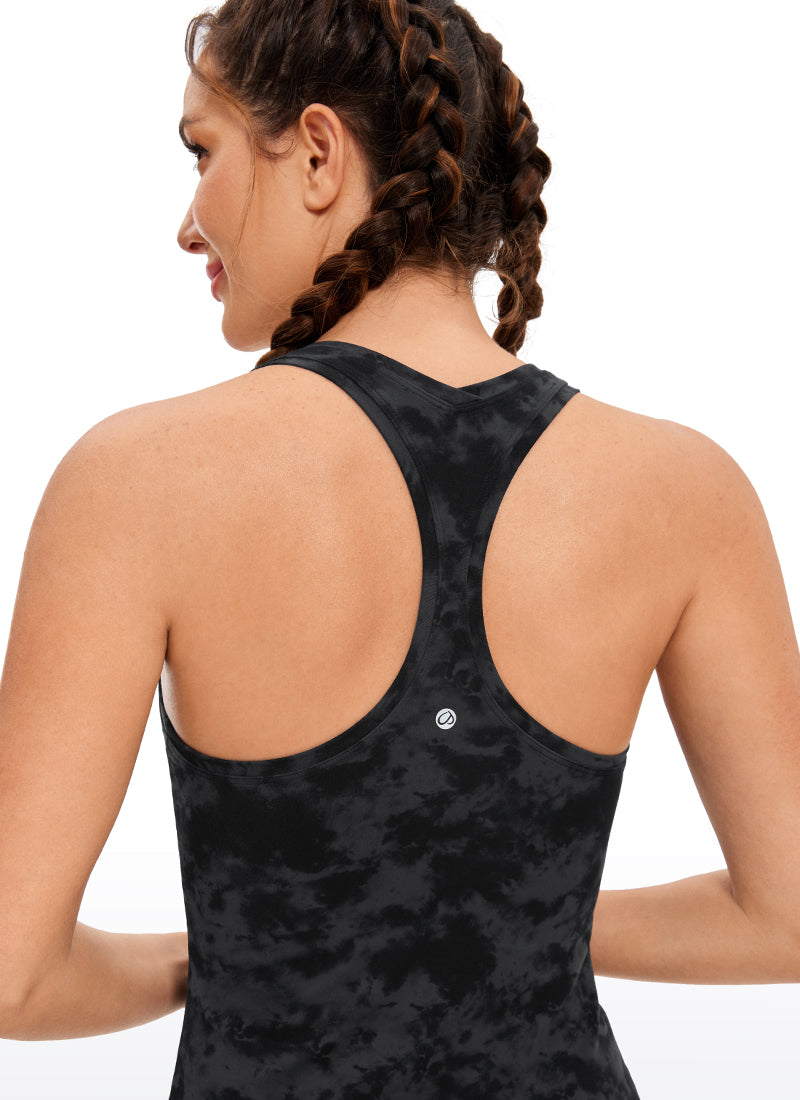 CRZ YOGA Women's Yoga Tight Fit Butterluxe Crewneck Tank Top Racerback Tie Dye Smoke Ink