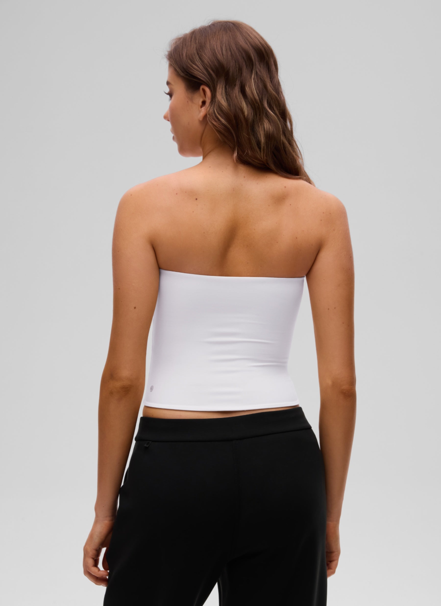 CRZ YOGA Women's Casual Butterluxe Tight Fit Strapless Tops White