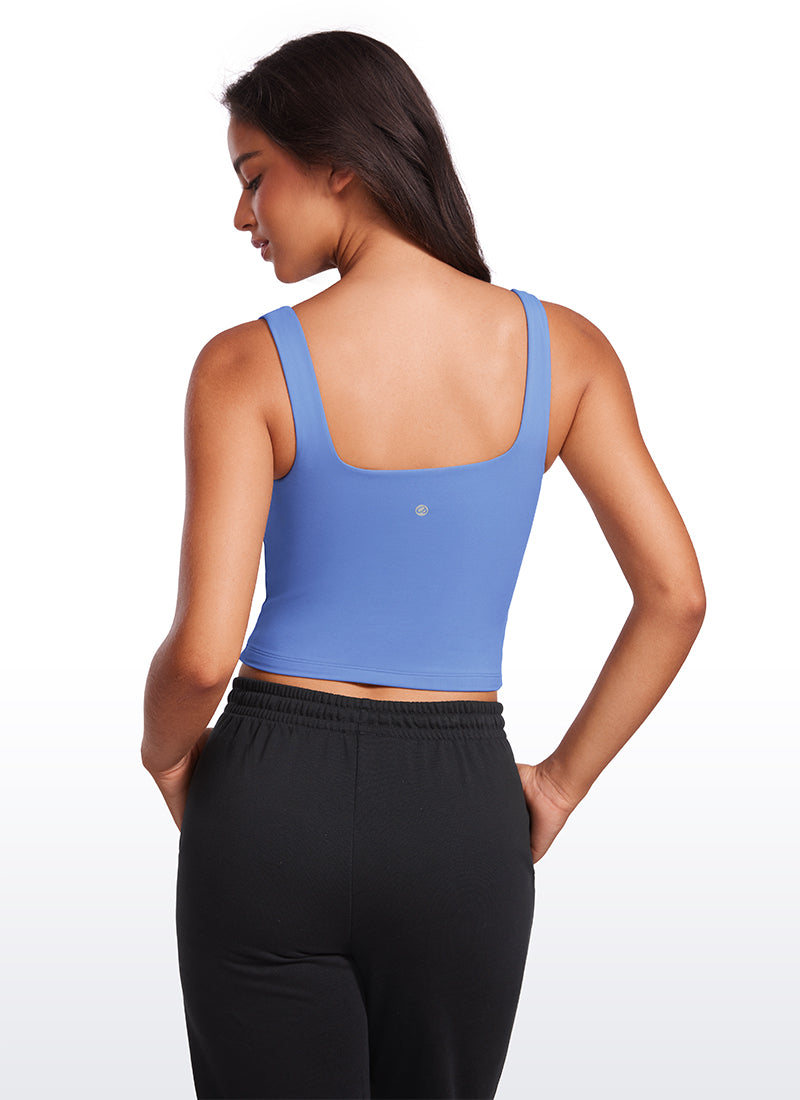 सीआरजेड योगा महिलाओं का योग Butterluxe टाइट फिट टैंक टॉप, स्क्वायर नेक, वाइल्ड इंडिगो