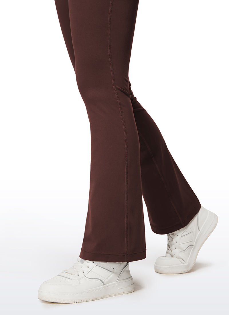 CRZ YOGA महिलाओं के लिए योगा टाइट फिट फ्लेयर जंपसूट, बिल्ट-इन ब्रा बॉडीसूट, टॉपी रंग