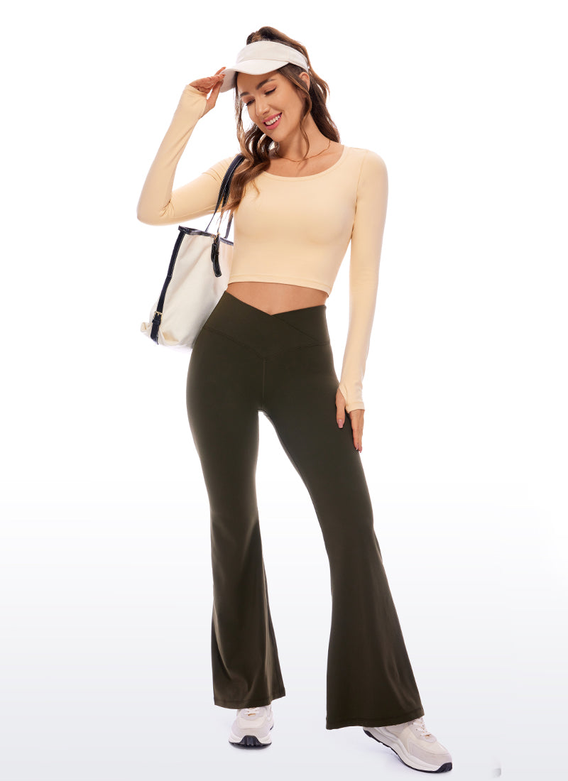 CRZ YOGA Leggings de yoga de manga larga Butterluxe para mujer Tan Milkshake
