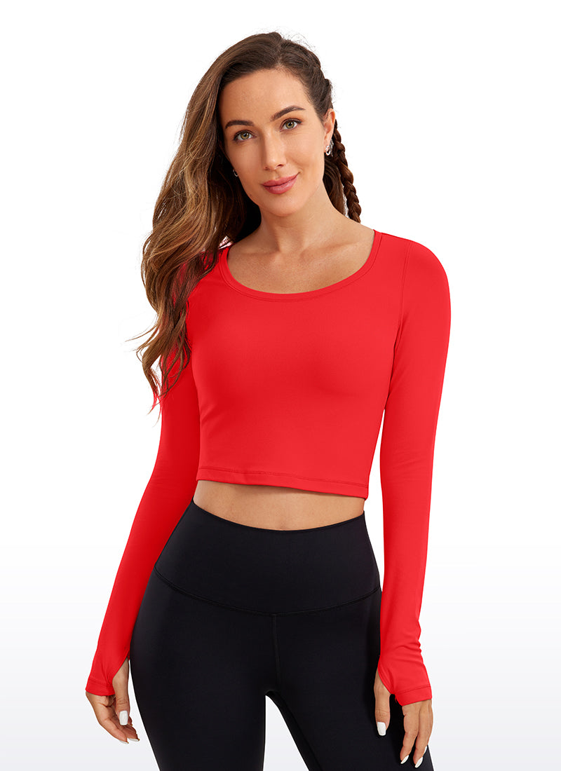 CRZ YOGA Leggings de yoga de manga larga Butterluxe para mujer Deep Red