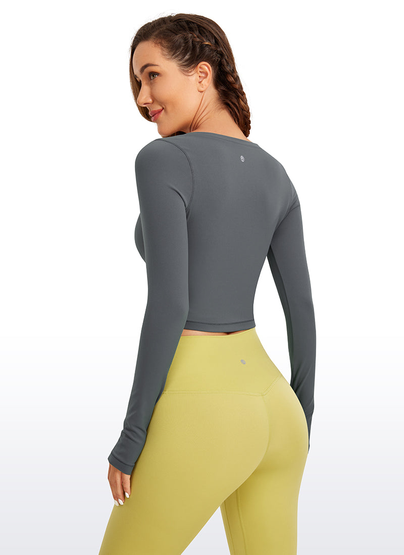 CRZ YOGA Leggings de yoga de manga larga Butterluxe para mujer Lava Smoke Grey